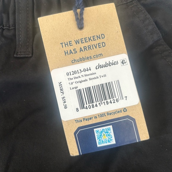 Chubbies The Dark N Stormies 7” shorts elastic waist black Size L - Picture 7 of 9